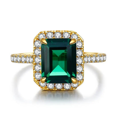 MUSHAN Luxury Jewelry 925 Sterling Silver Ring High Carbon Diamond Emerald Gemstones Ice Flower Cut Rings Bands Fine Jewelry