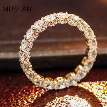 MUSHAN Luxury Custom 14K 18K Gold Rings Band Jewelry With Moissanite Diamond Lab Grown Gemstones Diamond Wedding Ring For Women