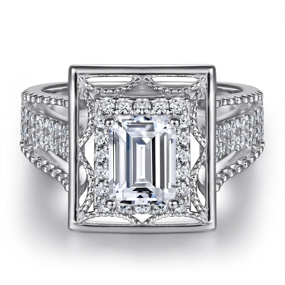 MuShan Jewelry 925 Sterling Silver Rings Bands Engagement Ring 7A Cubic Zirconia Romantic Delicate Anniversary  Women Gift