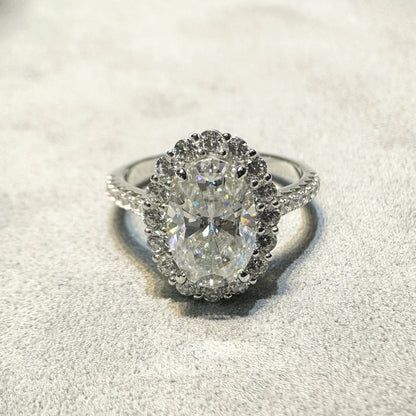MuShan Luxury Jewelry 925 Sterling Silver Rings Band For Women 4.5 Carats Moissanite Diamond Ring D Color VVS1 GRA Certificate