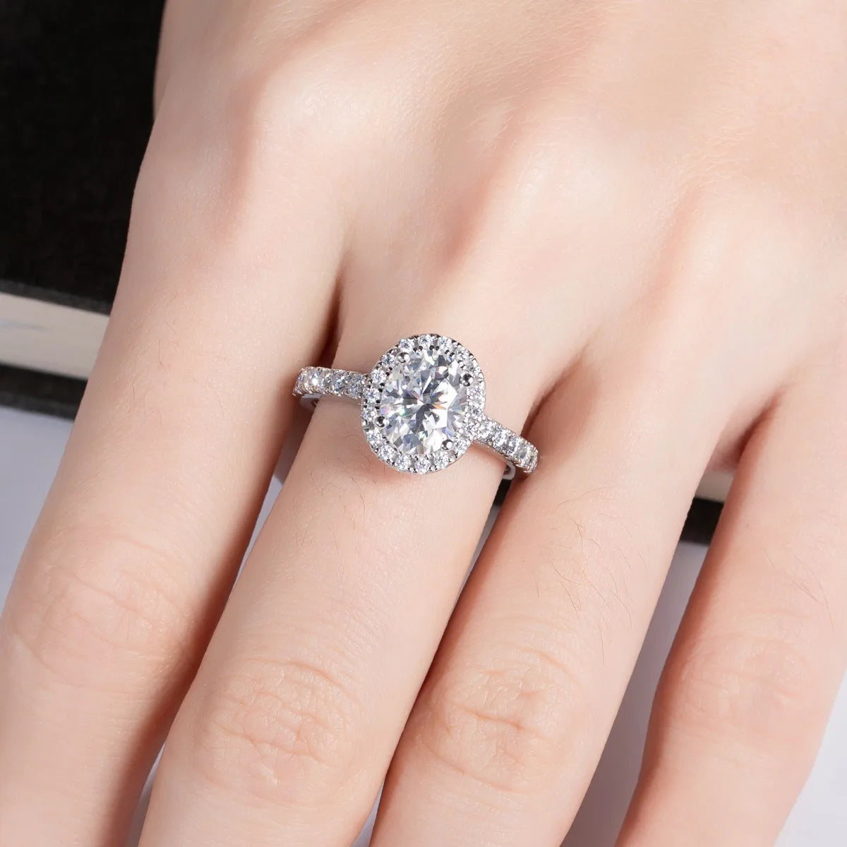 MUSHAN Luxury Jewelry 925 Sterling Silver Ring Band Women GRA Certificated Moissanite Diamond Emerald D Color Rings Fine Jewelry