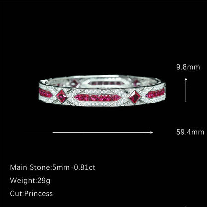 MuShan Jewelry 925 Sterling Silver Bangle Bracelet For Women Red Gemstones High Carbon Diamond s925 Silver Bangles Fine Jewelry