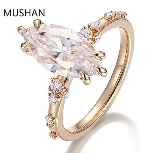 MUSHAN Luxury Custom 14K 18K Gold Rings Band Jewelry With Moissanite Diamond Lab Grown Gemstones Diamond Wedding Ring For Women