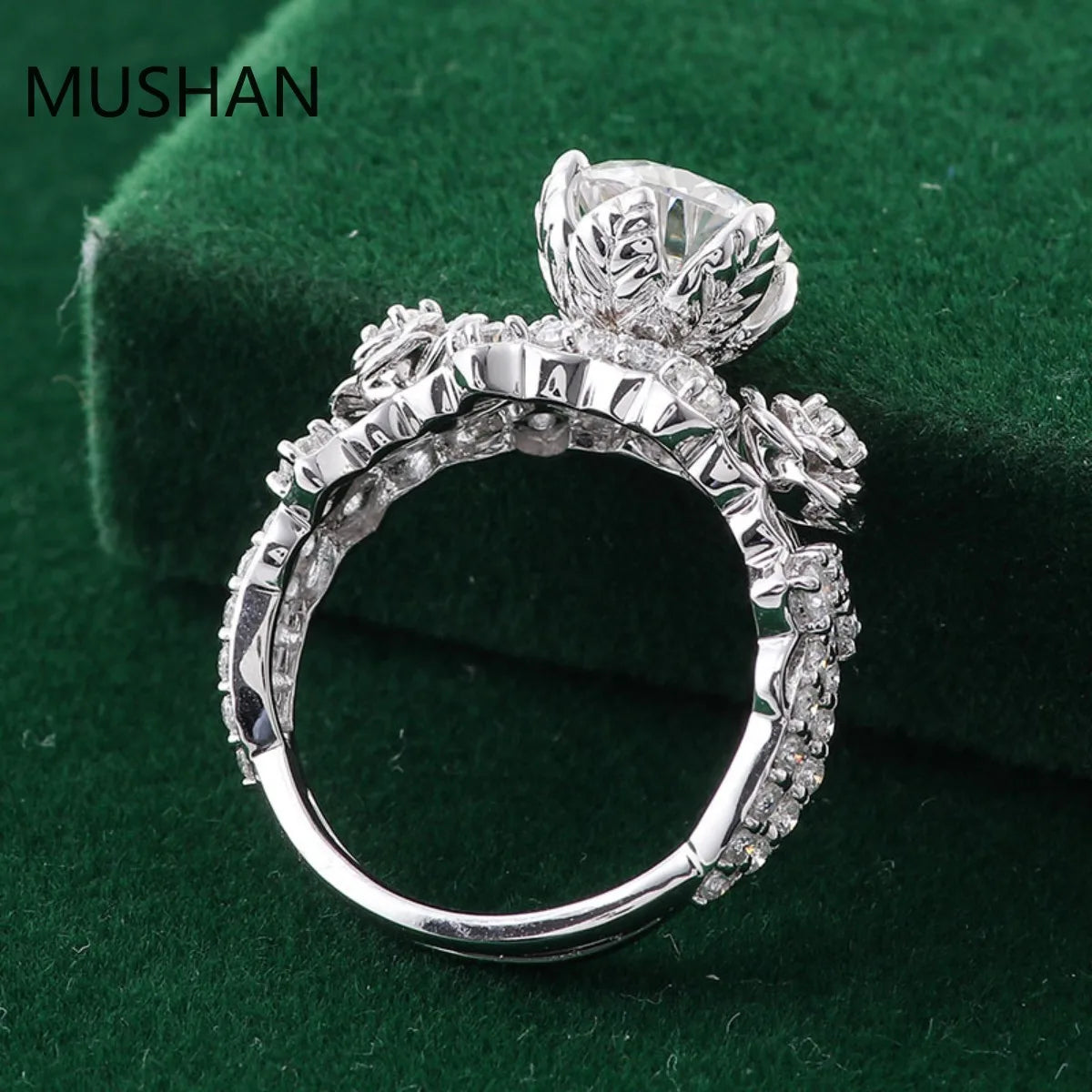 MUSHAN Luxury Custom 14K 18K Gold Rings Band Jewelry With Moissanite Diamond Lab Grown Gemstones Diamond Wedding Ring For Women