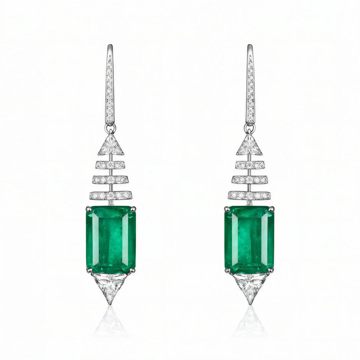 MuShan Jewelry 925 Sterling Silver Earrings HCD Emerald Luxury 5A CZ Gemstones s925 Silver Stud Drop Pendant Earring Accessories
