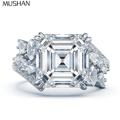 MuShan Designer Jewelry 925 Sterling Silver Ring Moissanite Diamond Casual Ring for Bride 18K Real Gold Plated MST Patent Rings
