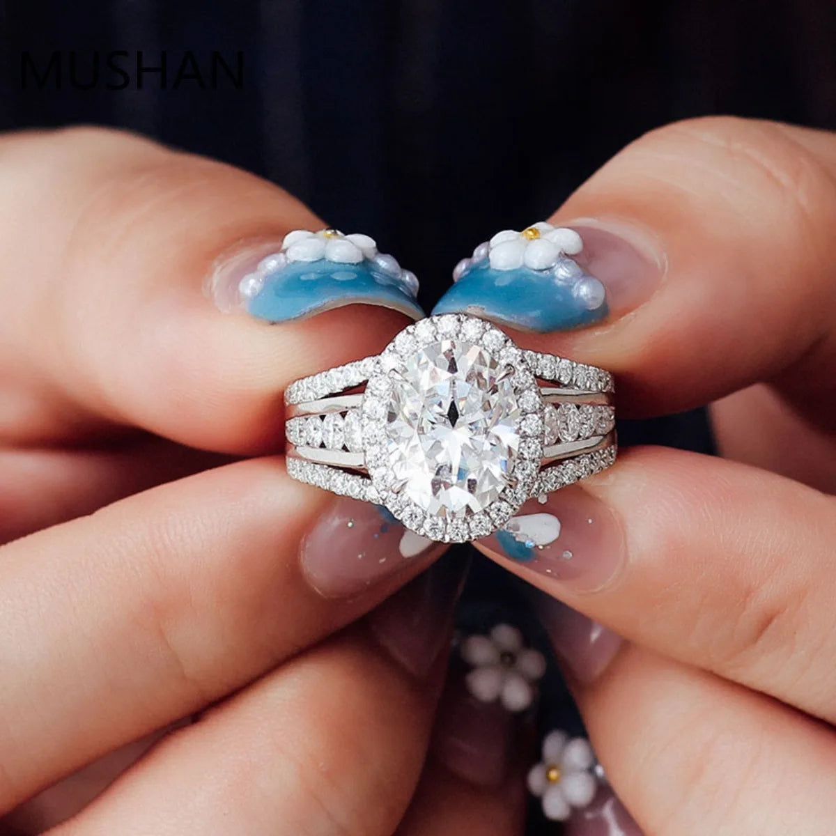 MUSHAN Luxury Custom 14K 18K Gold Rings Band Jewelry With Moissanite Diamond Lab Grown Gemstones Diamond Wedding Ring For Women