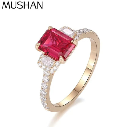 MUSHAN Bespoke Jewelry 2.7ct Lab Grown Ruby Ring Band Platinum PT950 10K 14K 18K Gold Jewelry Rings For Women Wedding Party Gift