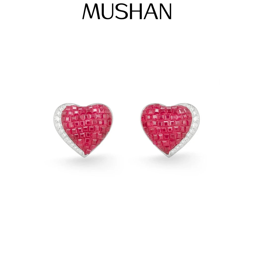 MuShan Jewelry 925 Sterling Silver Earring HCD Diamond Designer HCD Gemstones Handcrafted 925 Sterling Silver Studs Accessories