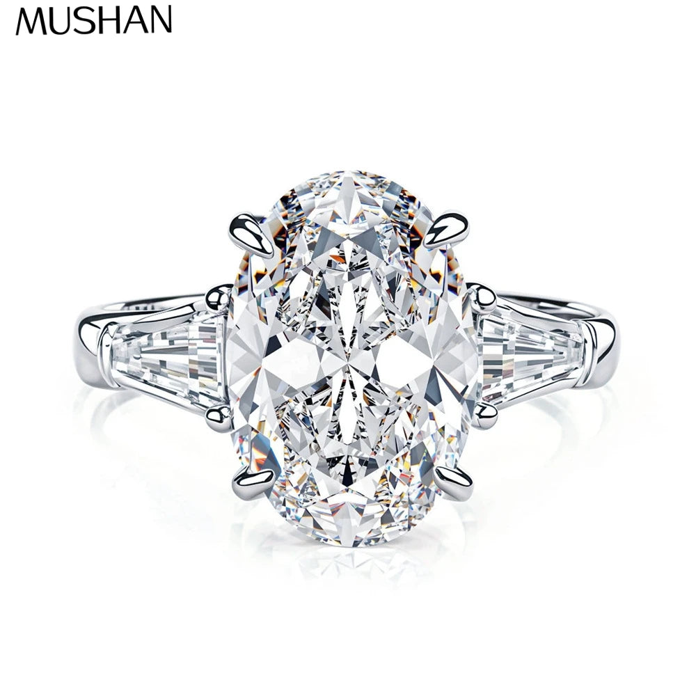 MUSHAN Luxury Jewelry 925 Sterling Silver Ring VVS Moissanite Present Ring Women 18K Gold Plated MST Patent Fine Rings