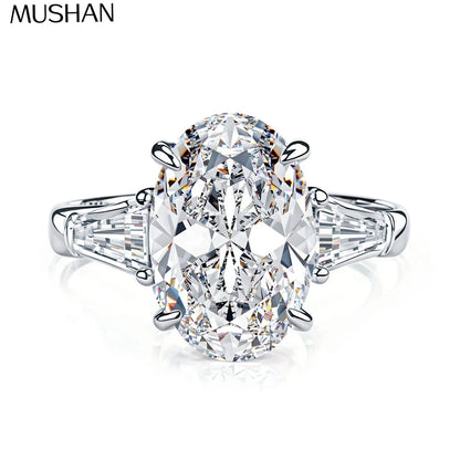 MUSHAN Luxury Jewelry 925 Sterling Silver Ring VVS Moissanite Present Ring Women 18K Gold Plated MST Patent Fine Rings