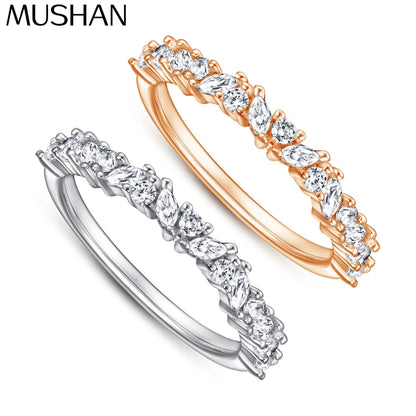 MuShan Jewelry 925 Sterling Silver Rings Bands Engagement Ring 5A Cubic Zirconia  Her Valentine Anniversary  Women Gift