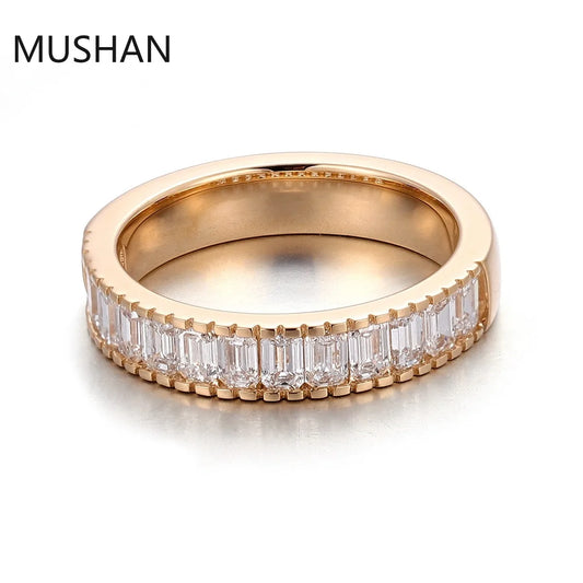 MUSHAN Luxury Custom 14K 18K Gold Rings Band Jewelry With Moissanite Diamond Lab Grown Gemstones Diamond Wedding Ring For Women
