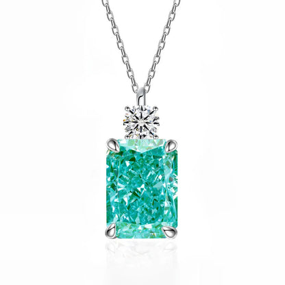 MUSHAN Luxury Jewelry 7ct 8*10 Rectangular Necklace For Women Made Of 925 Silver With Ice Flower Cut High-Carat Diamond Pendant
