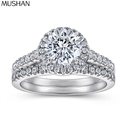 MuShan Jewelry 925 Sterling Silver Ring Wedding Band High Carbon Diamond Cocktail Party Gold Plated Women Rings Fine Jewelry