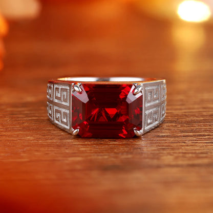 MUSHAN Custom Jewelry 925 Sterling Silver Ring Lab Red Green Emerald Heart Bridal Statement for Women 18K Gold Plated Rings