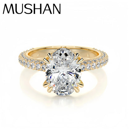 MUSHAN Bespoke Luxury Jewelry 925 Sterling Silver Ring D Color VVS1 Moissanite Ring for Women 18K Real Gold Plated MST Patent