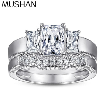 MuShan Jewelry 925 Sterling Silver Romantic Engagement Ring 5A Cubic Zirconia Valentine Anniversary Rings Bands  Women Gift