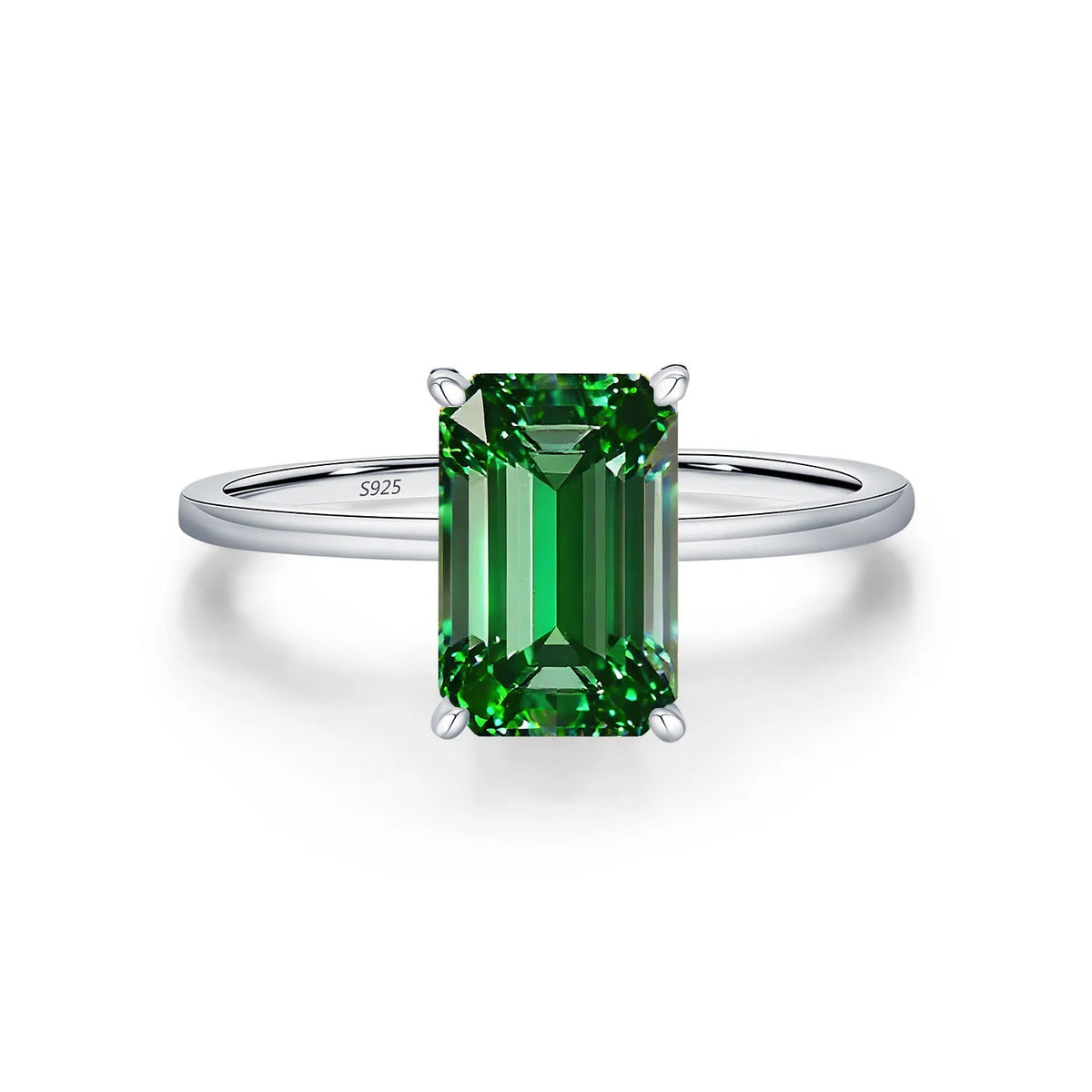 MuShan Designer Jewelry 925 Sterling Silver Ring Lab Grown Emerald Oval Modern Ring for Women 18K Gold Plated Anniversary Rings