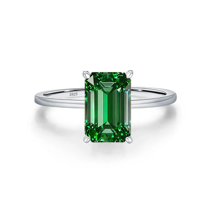 MuShan Designer Jewelry 925 Sterling Silver Ring Lab Grown Emerald Oval Modern Ring for Women 18K Gold Plated Anniversary Rings