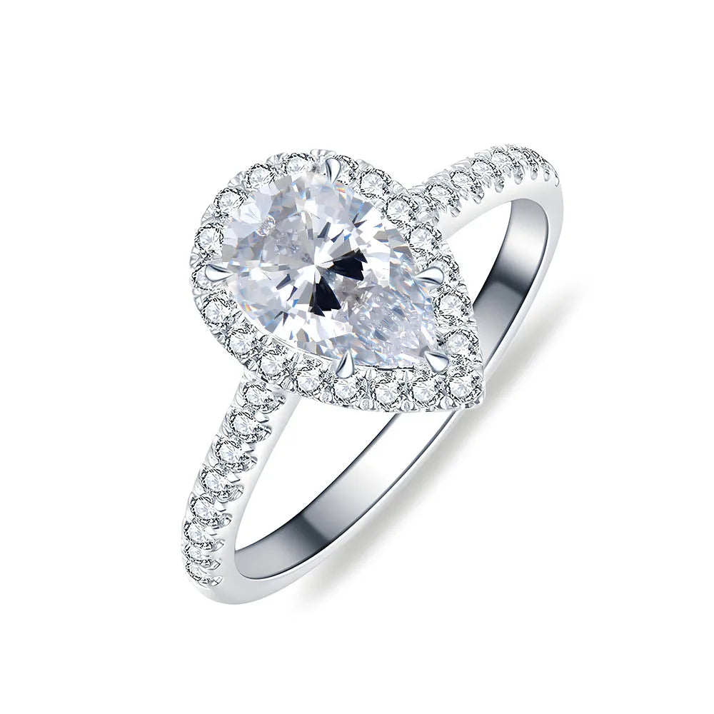 MuShan Jewelry 925 Sterling Silver Rings CMA Certificate Water Drop HCD Gemstones Emerald Sapphire Women Ring Band Fine Jewelry