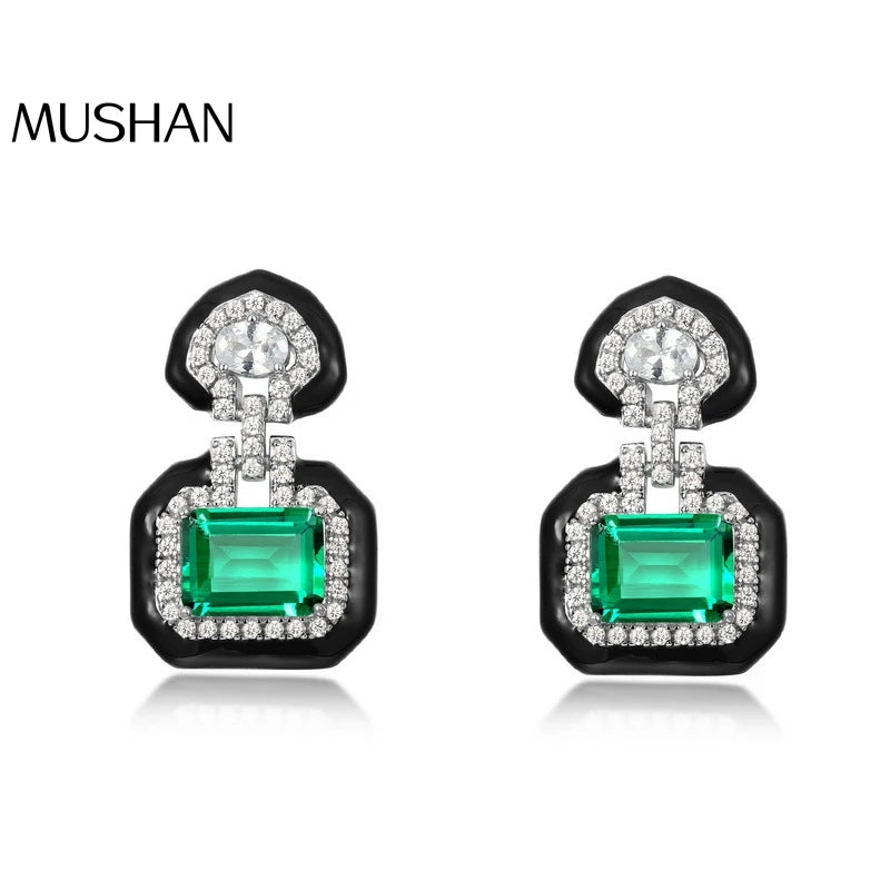 MuShan Jewelry 925 Sterling Silver Earrings Lab Grown Ruby Heart Evening Wear for Women 18K Gold Plated Anniversary Earrings