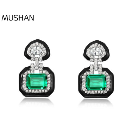MuShan Jewelry 925 Sterling Silver Earrings Lab Grown Ruby Heart Evening Wear for Women 18K Gold Plated Anniversary Earrings