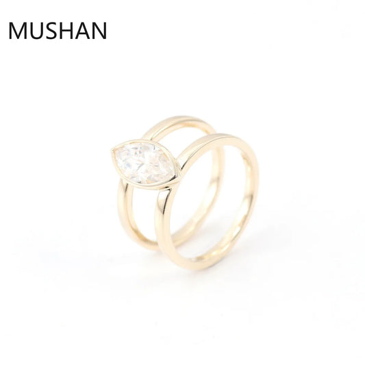 MUSHAN Luxury Custom 14K 18K Gold Rings Band Jewelry With Moissanite Diamond Lab Grown Gemstones Diamond Wedding Ring For Women