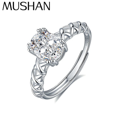 MuShan Designer Jewelry 925 Sterling Silver Ring Moissanite Delicate Ring for Her 18K Real Gold Plated MST Patent Jewellery