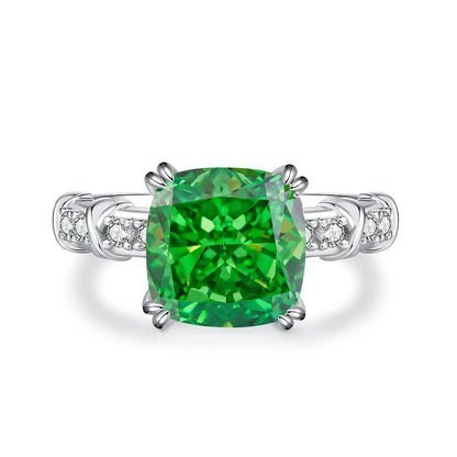 MUSHAN Luxury Jewelry 925 Sterling Silver Ring High Carbon Diamond Emerald Gemstones Ice Flower Cut Rings Bands Fine Jewelry