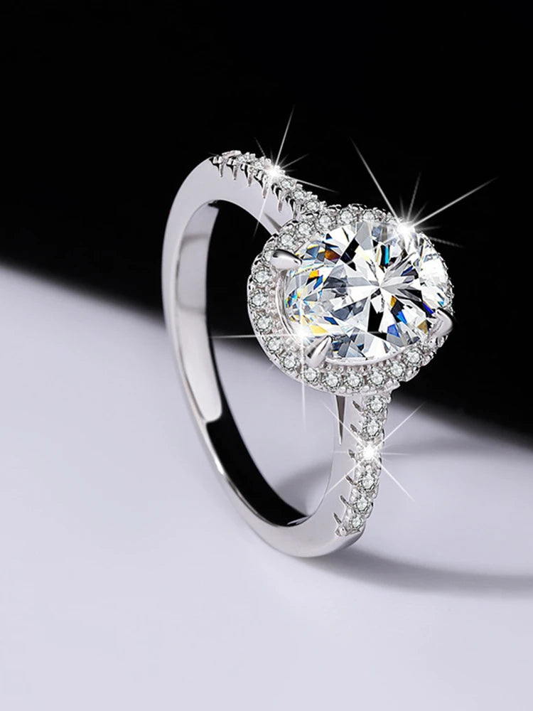 MUSHAN Luxury Jewelry 925 Pure Silver Genuine Moissanite Diamond Ring 2 Carats Couple'S Pair Ring  Wedding Ring