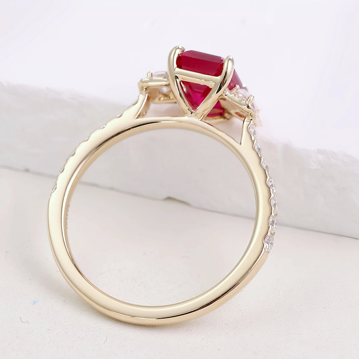 MUSHAN Bespoke Jewelry 2.7ct Lab Grown Ruby Ring Band Platinum PT950 10K 14K 18K Gold Jewelry Rings For Women Wedding Party Gift