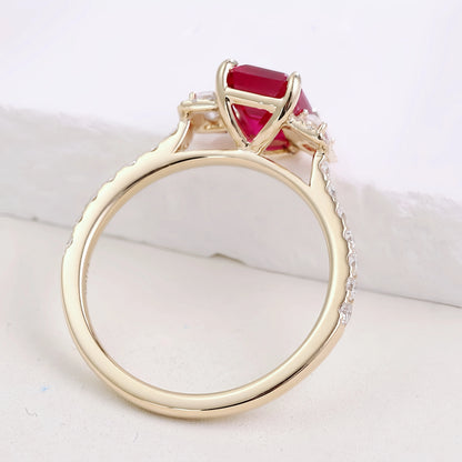 MUSHAN Bespoke Jewelry 2.7ct Lab Grown Ruby Ring Band Platinum PT950 10K 14K 18K Gold Jewelry Rings For Women Wedding Party Gift