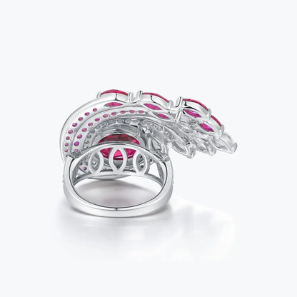 MuShan Designer Jewelry 925 Sterling Silver Ring Lab Grown Ruby Princess Party Ring for Women 18K Gold Plated Anniversary Rings