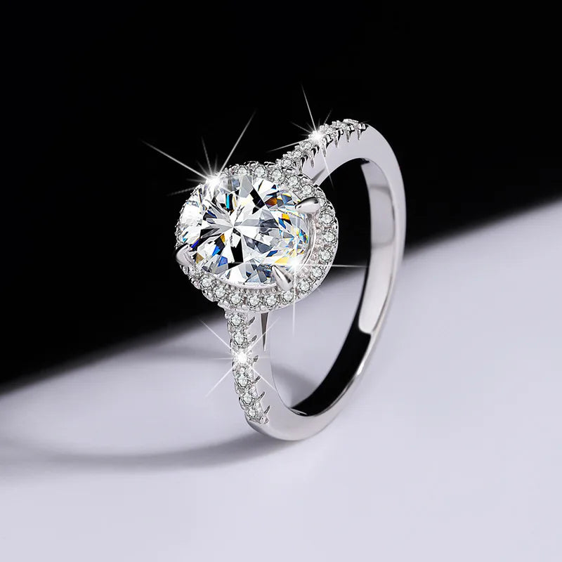 MUSHAN Luxury Jewelry 925 Pure Silver Genuine Moissanite Diamond Ring 2 Carats Couple'S Pair Ring  Wedding Ring