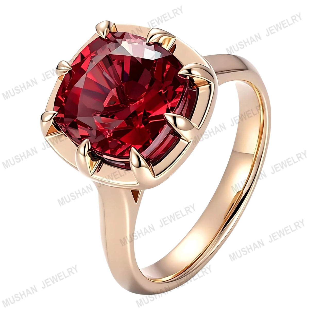 MUSHAN Luxury Custom Lab Grown Paraiba Gemstones Rings Ruby Band For Women Luxury 14K 18K Gold Ring Jewelry GRC Certificated