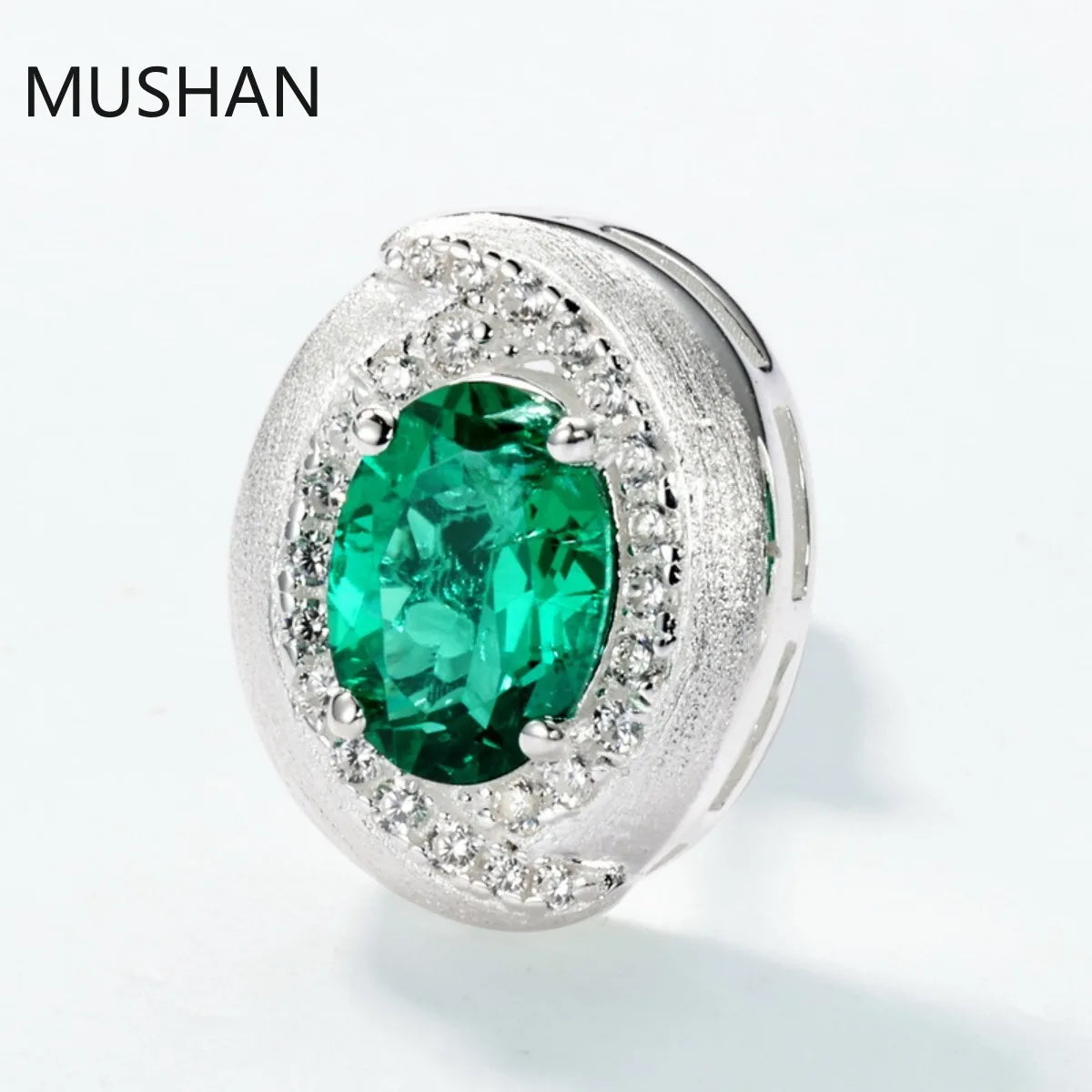 MUSHAN Luxury Jewelry S 925 Sterling Silver Stud Earrings Women GRC Certificated Lab Grown Emerald Earrings Stud Ear Pin Jewelry