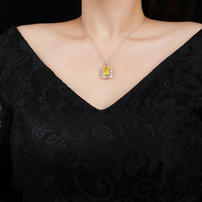 MuShan Jewelry 925 Sterling Silver Timeless Necklaces 7A Cubic Zirconia Engagement Anniversary Necklaces Pendant Women