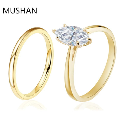 MUSHAN Luxury Custom 14K 18K Gold Rings Band Jewelry With Moissanite Diamond Lab Grown Gemstones Diamond Wedding Ring For Women