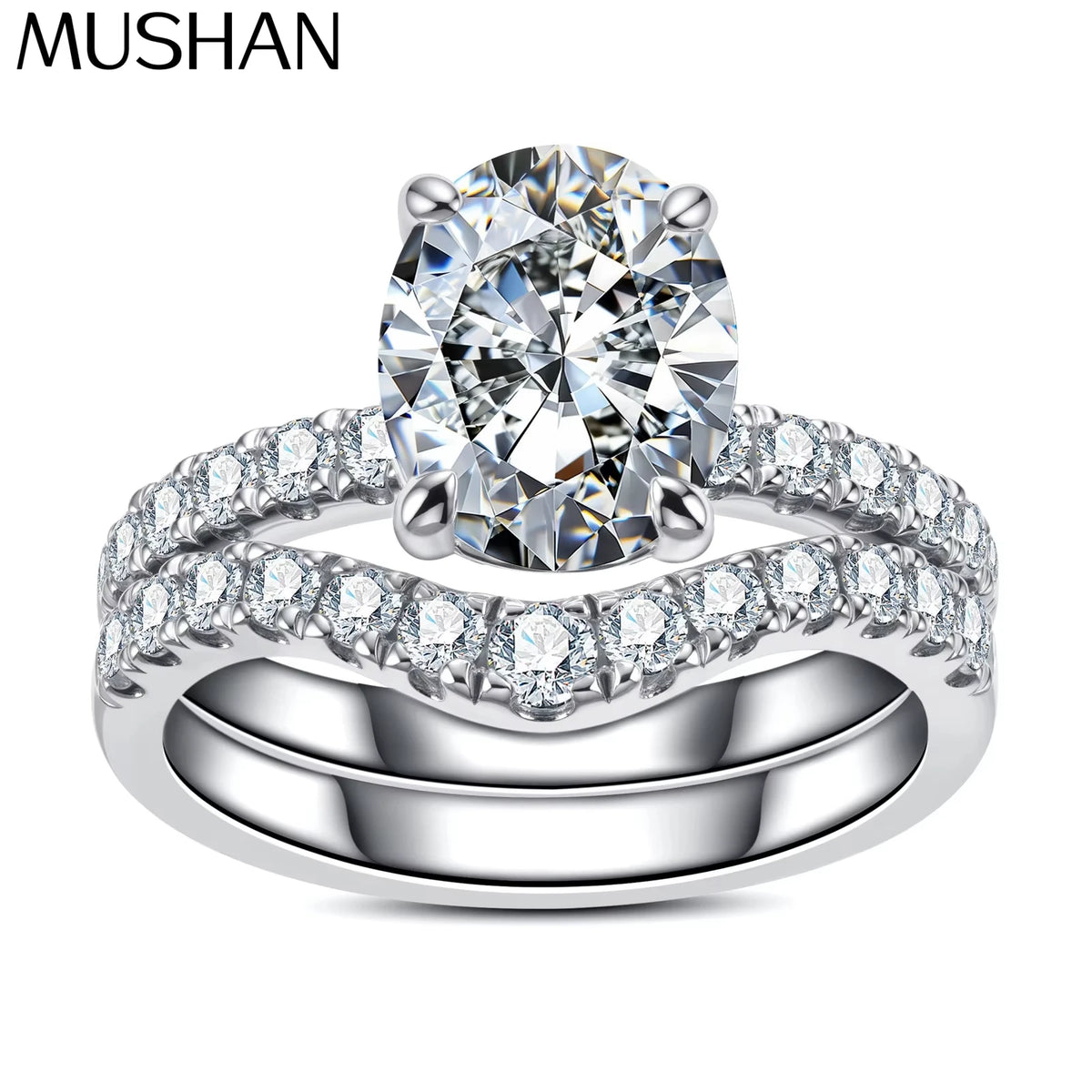 MuShan Luxury Jewelry 925 Sterling Silver Ring VVS Moissanite Charming Ring for Spouse 18K Real Gold Plated MST Patent Rings