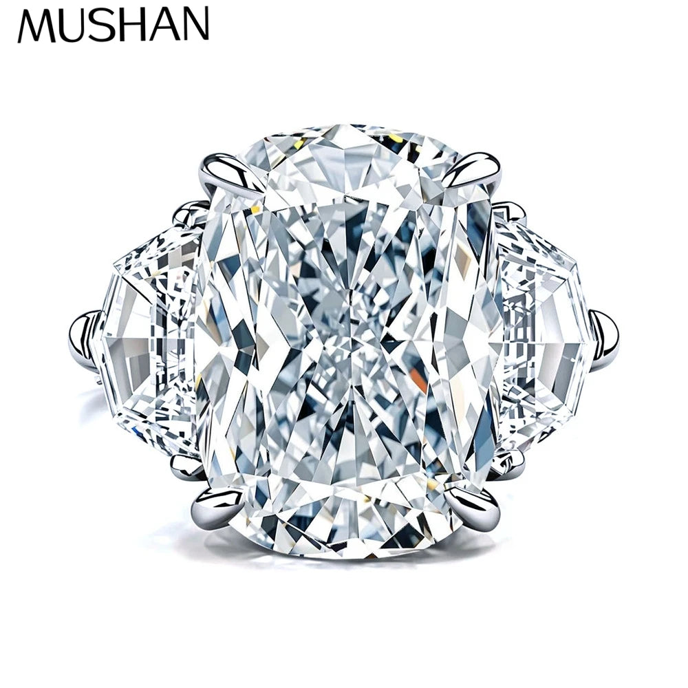 MuShan Brand Jewelry 925 Sterling Silver Ring VVS Moissanite Date Night Ring for Friend 18K Gold Plated MST Patent Jewellery