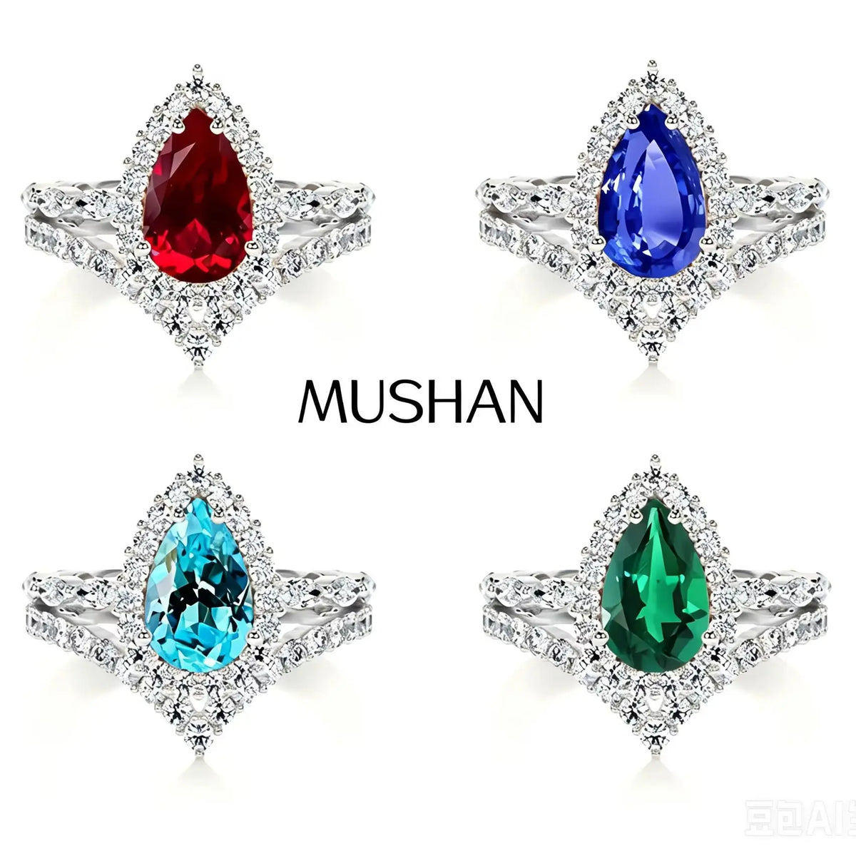 MUSHAN Bespoke Luxury Jewelry 925 Sterling Silver Ring Band Lab Grown Sapphire Ruby Paraiba Ring for Women 18K Gold Plated Rings