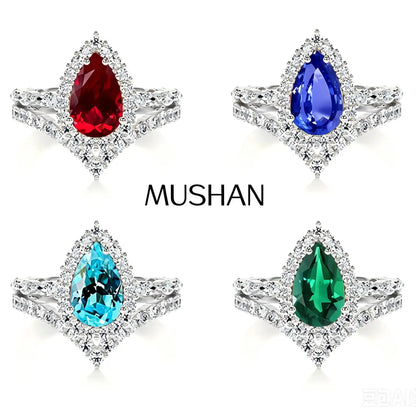 MUSHAN Bespoke Luxury Jewelry 925 Sterling Silver Ring Band Lab Grown Sapphire Ruby Paraiba Ring for Women 18K Gold Plated Rings