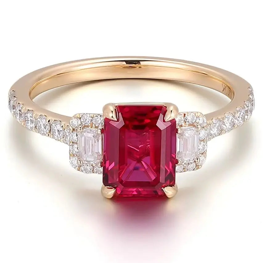MUSHAN Bespoke Jewelry 2.7ct Lab Grown Ruby Ring Band Platinum PT950 10K 14K 18K Gold Jewelry Rings For Women Wedding Party Gift