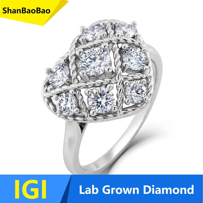 MUSHAN Custom Luxury Diamond Rings Jewelry IGI Certificated for Women 925 Sterling Silver Lab Grown Diamond Ring Band HPHT CVD