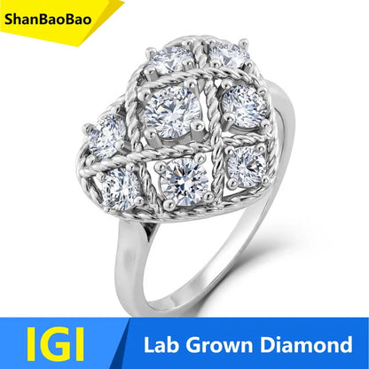 MUSHAN Custom Luxury Diamond Rings Jewelry IGI Certificated for Women 925 Sterling Silver Lab Grown Diamond Ring Band HPHT CVD