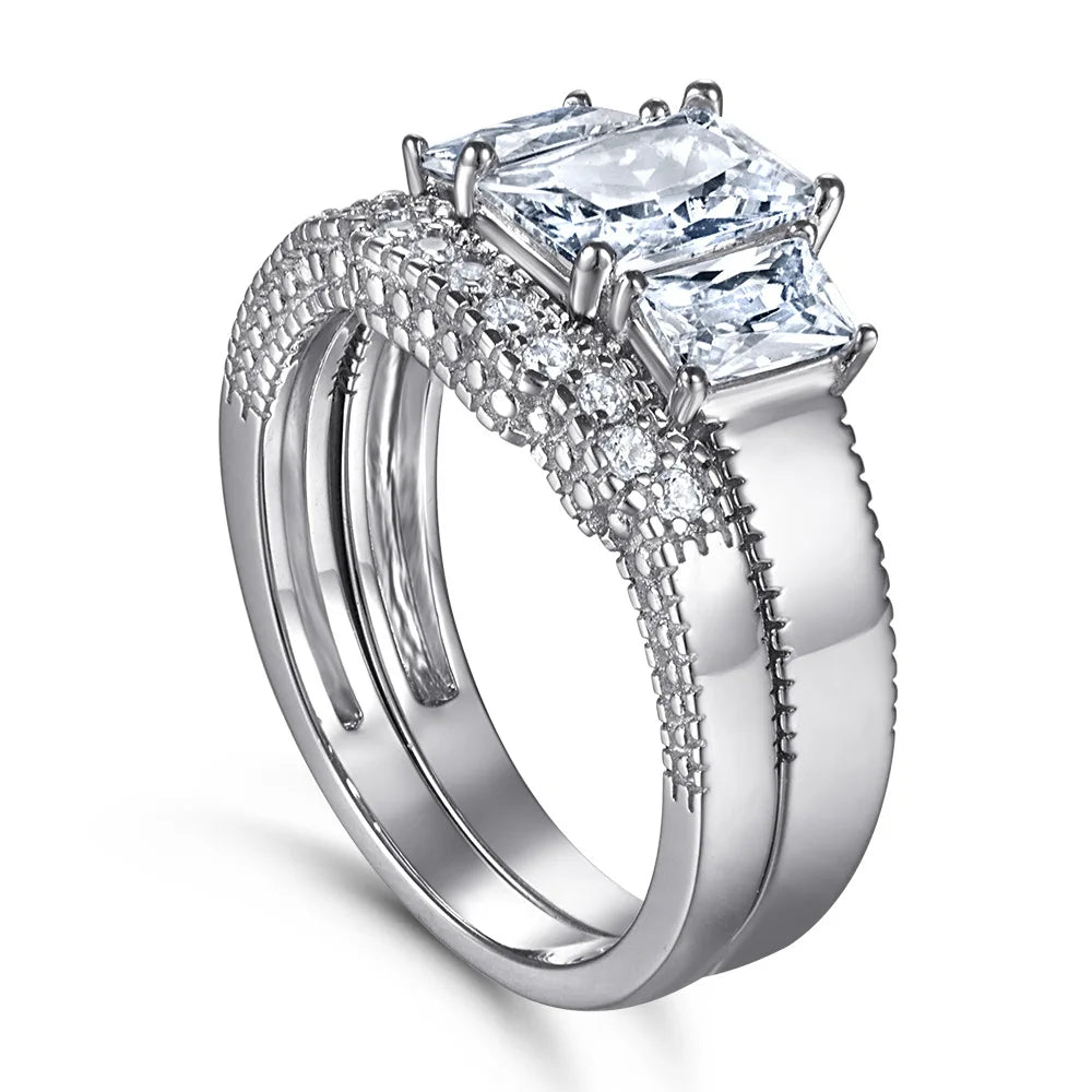 MuShan Jewelry 925 Sterling Silver Romantic Engagement Ring 5A Cubic Zirconia Valentine Anniversary Rings Bands  Women Gift