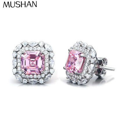 MuShan Jewelry 925 Sterling Silver Stud Earrings Dangle HCD Gemstones Party Cocktail Statement Jewelry Women Earring Fine Jewelr