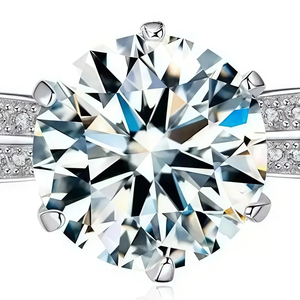 ShanLover Brand MST Top Grade 2 carat 8mm Round Moissanite Ring Diamond 925 Sterling Silver Rings High Quality Jewelry for Women
