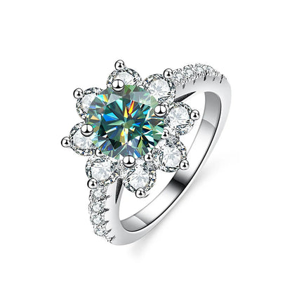 ShanLover Brand MST Top Grade Moissanite Diamond Ring For Woman 925 Sterling Silver Rings Snowflake Design Gemstones Jewelry
